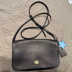 Coach Dark Blue Leather Crossbody with Blue Star Charm